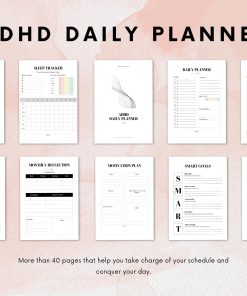 Alternative view of ADHD Daily Planner| ADHD Planner adult | ADHD Planner Digital | adhd Workbook | Undated Planner | adhd digital planner | adhd life planner